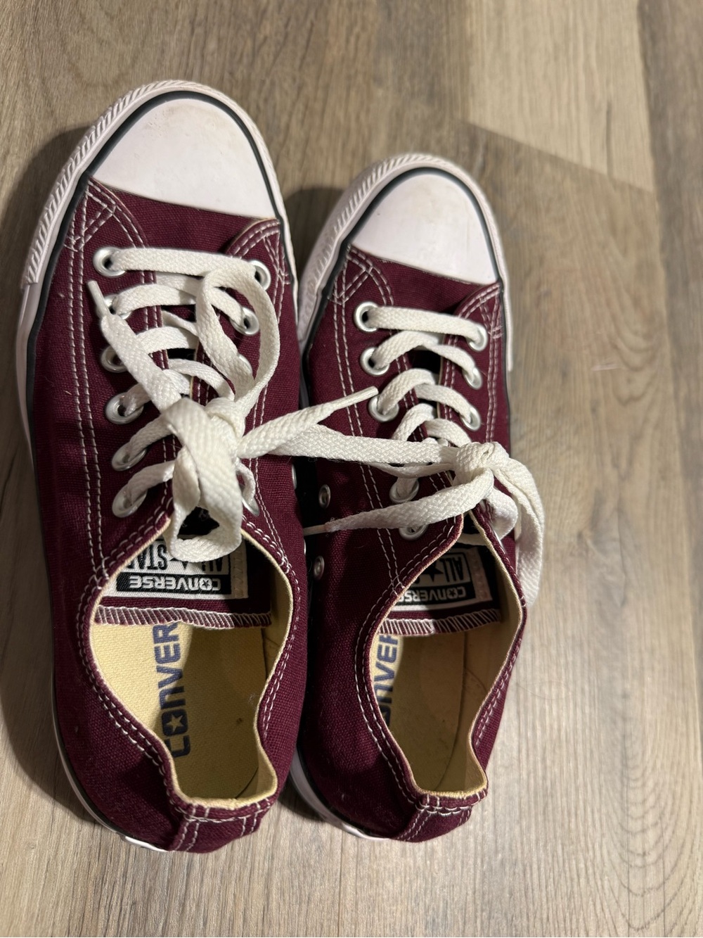 Converse Womens Low-Top Canvas Sneakers — Maroon and White